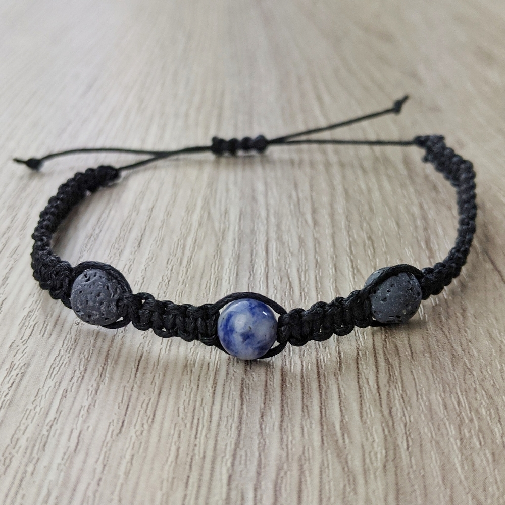 Sodalite 8mm Lava Bead Handmade Bracelet